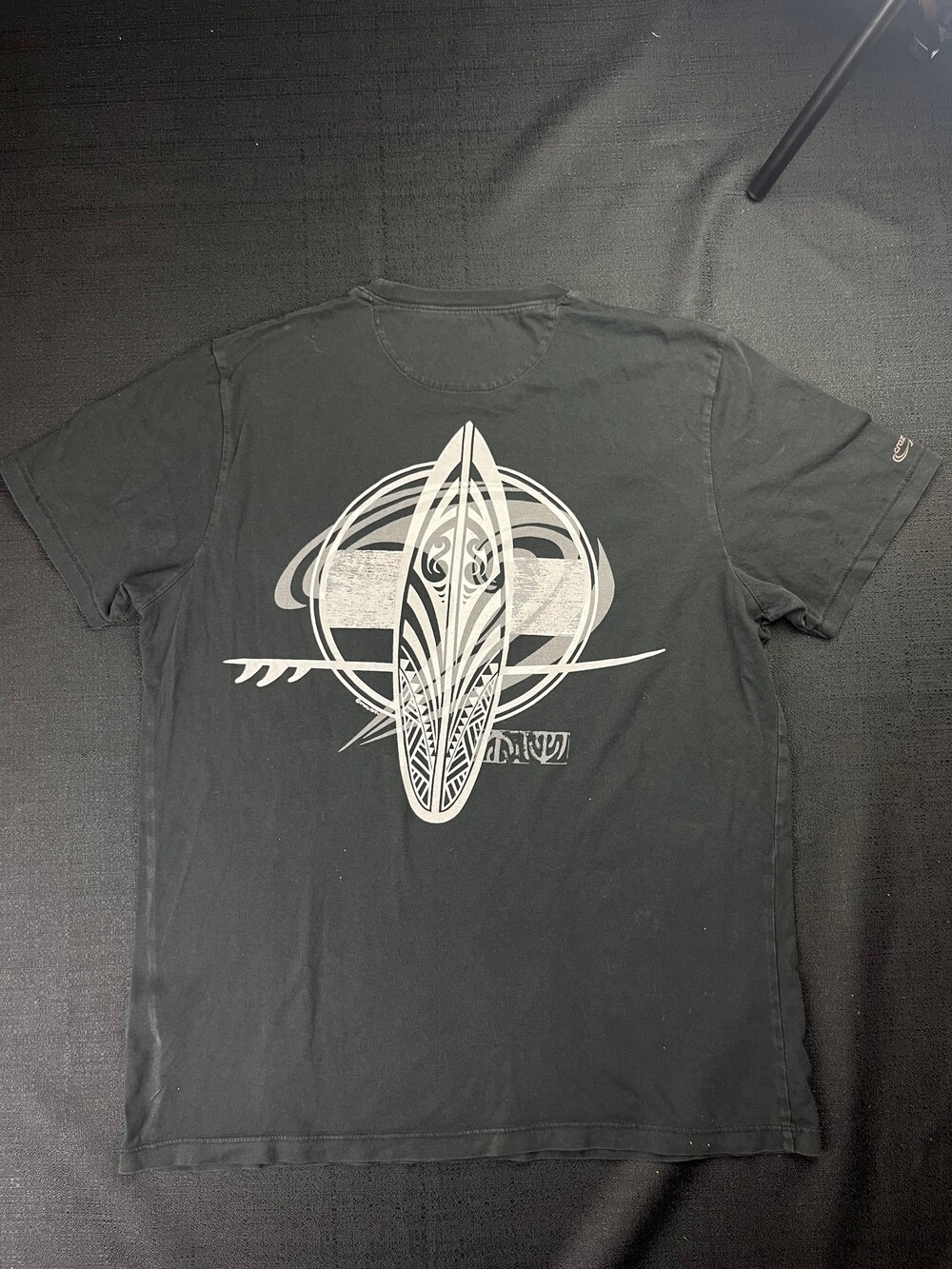 Crazy Shirt Small Black 100% Pima Cotton T-Shirt Hawaii Wave Graphic